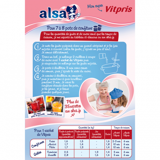 Mode d'emploi préparation Vitpris Pectine de fruits pour confitures