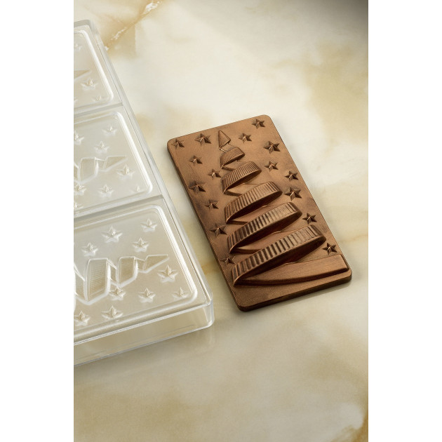 Moule Tablette Chocolat Sapin de Noël Nuit Etoilé 15,4 x 7,7 cm Pavoni