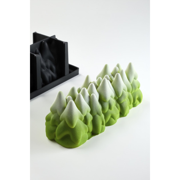 Moule Silicone Bûche Sapin Enneigé 25 x 9 cm x H 9,5 cm Pavoni