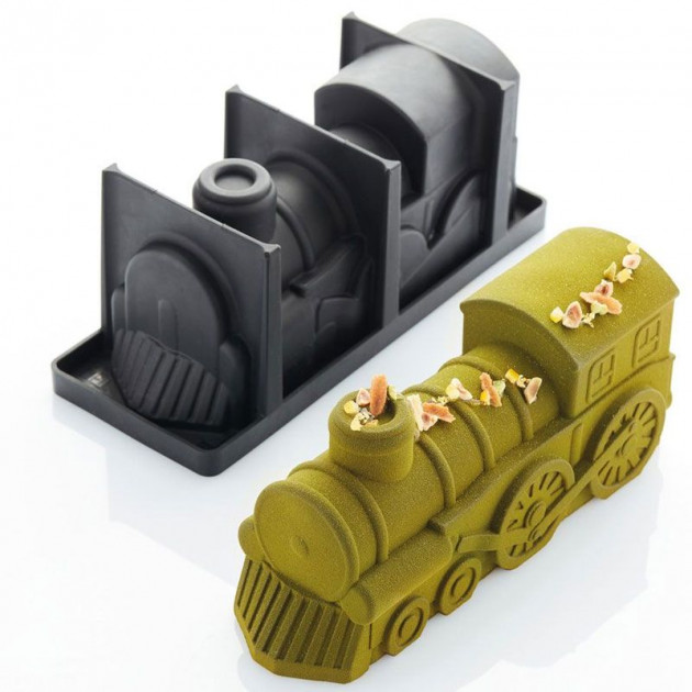 Moule Silicone Bûche Train 25 x 8,5 cm x H 10,6 cm Pavoni