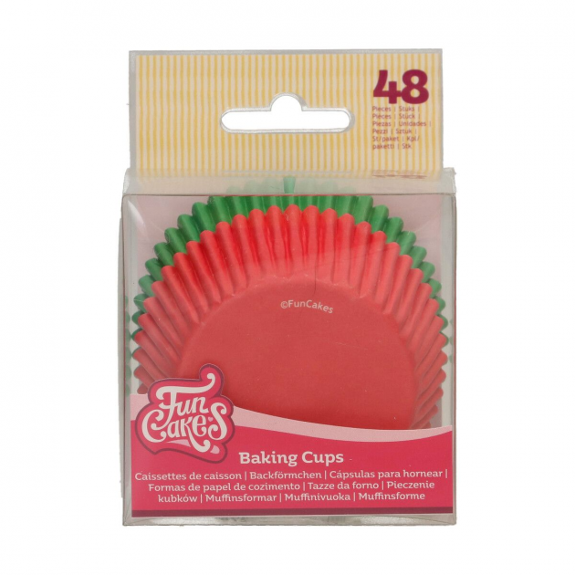 Caissettes Cupcakes Rouge et Verte (x48) Funcakes