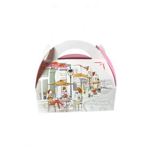 Boîte pâtissière avec poignées Balade Gourmande 17 x 10 cm x H 6 cm (x50)