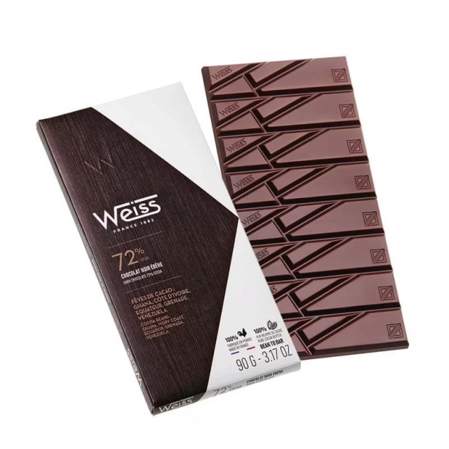 Tablette de Chocolat Noir Ebène 72% 90 g Weiss