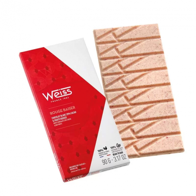 Tablette de Chocolat Blanc Rouge Baiser 29% 90 g Weiss