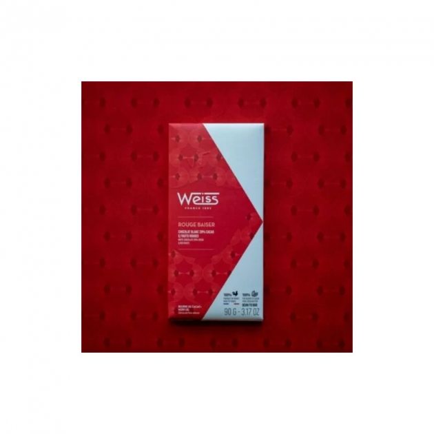 Tablette de Chocolat Blanc Rouge Baiser 29% 90 g Weiss : achat, vente -  Cuisine Addict