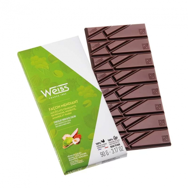 Tablette de Chocolat Noir Mendiant 64% 90 g Weiss