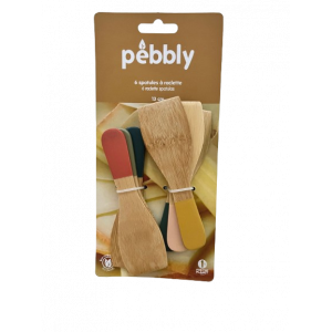 Lot 6 Spatules Raclette Bambou Colorées Pebbly