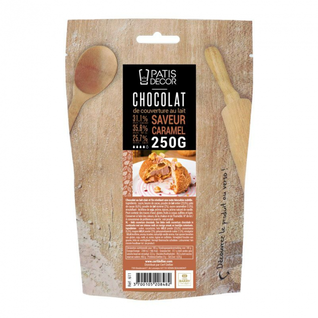 Chocolat au Lait Arome Caramel 250 g Patisdecor