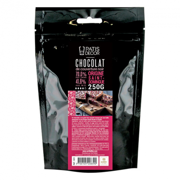 Chocolat Noir Origine St Domingue 250 g Patisdecor