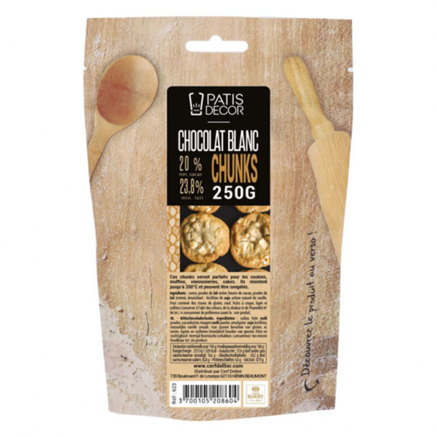 Chunks Chocolat Blanc 250 g Patisdecor