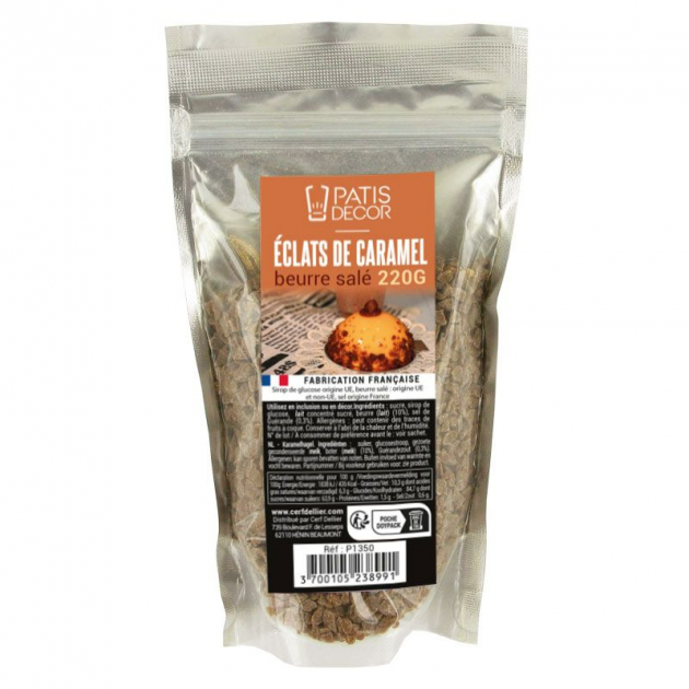 eclats de Caramel au Beurre Sale 220 g Patisdecor