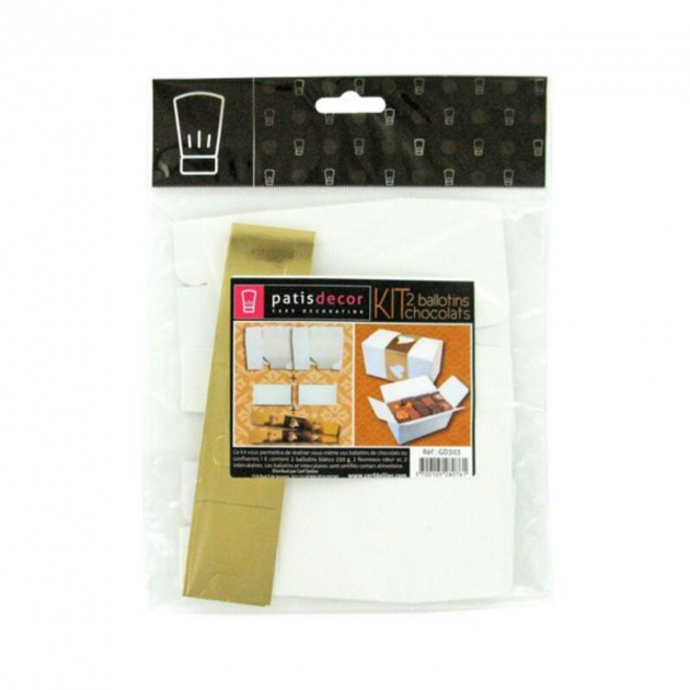 Kit Ballotin Blanc et Or Patisdécor (x2)
