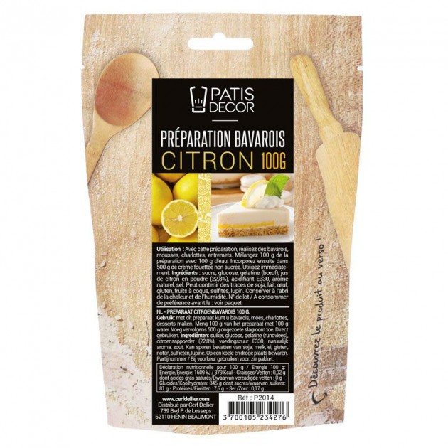 Preparation Bavarois Gel Citron 100 g Patisdecor