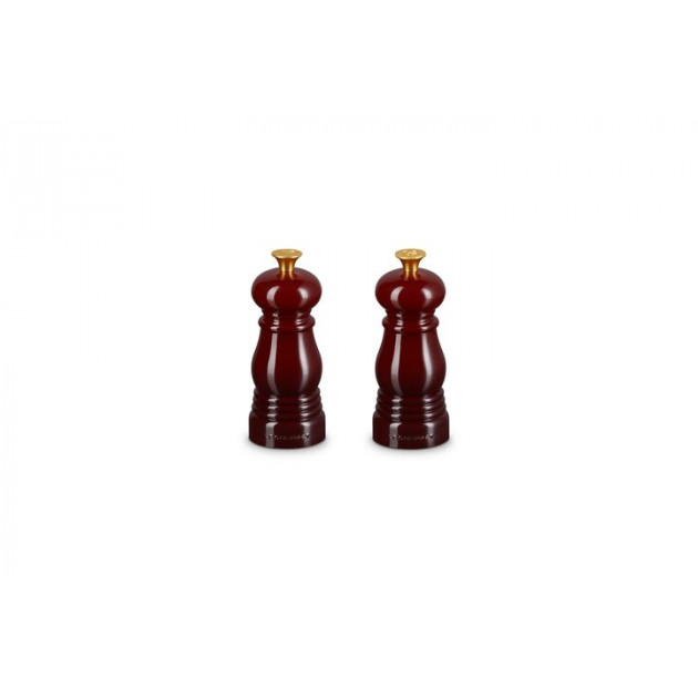 Duo Moulin à Poivre et à Sel Garnet Bouton Doré 11 cm Le Creuset