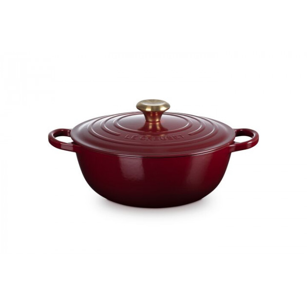 Marmite en Fonte 26 cm Garnet Bouton Doré Le Creuset Signature