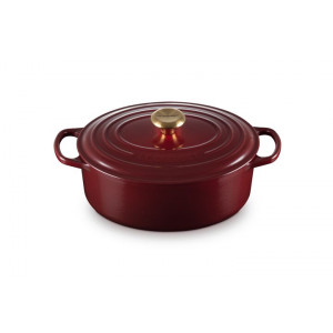 Cocotte en Fonte Ovale 29 cm Garnet Bouton Doré Le Creuset Signature