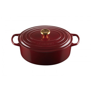 Cocotte en Fonte Ovale 31 cm Garnet Bouton Doré Le Creuset Signature