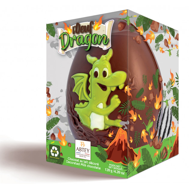 Œuf Dragon Chocolat Au Lait 14cm 120g Abtey