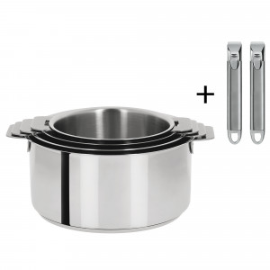 Lot de 4 Casseroles inox Mutine avec 2 Poignées Zénith Amovibles Cristel Lot de 4 Casseroles inox Mutine avec 2 Poignées Zénith Amovibles Cristel