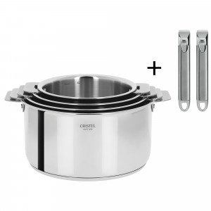 Lot de 4 Casseroles inox Casteline avec 2 Poignées Zénith Amovibles Cristel Lot de 4 Casseroles inox Casteline avec 2 Poignées Zénith Amovibles Cristel