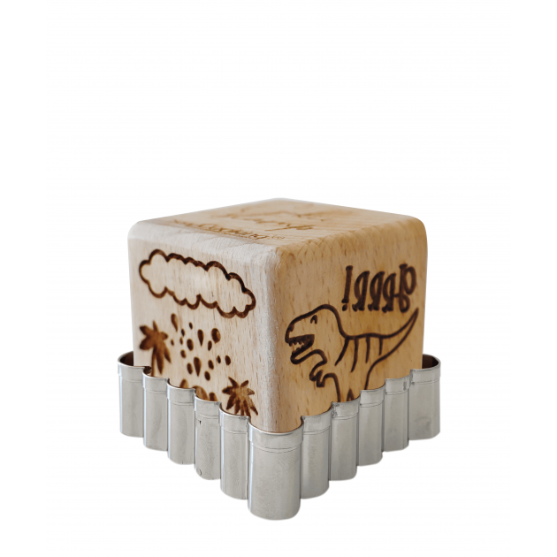 Cube tampon biscuit dinosaure et emporte-pièce  Cube tampon biscuit dinosaure et emporte-pièce