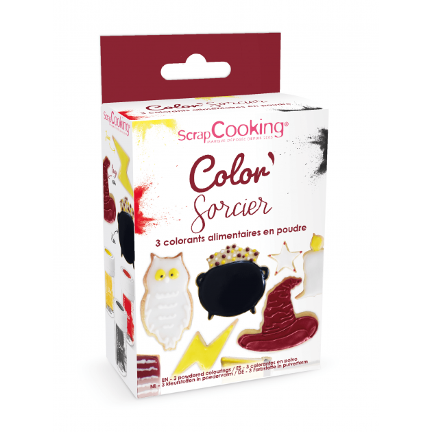 Lot de 3 Colorants Alimentaires d'Origine Naturelle Jaune, Rouge, Noir Scrapcooking