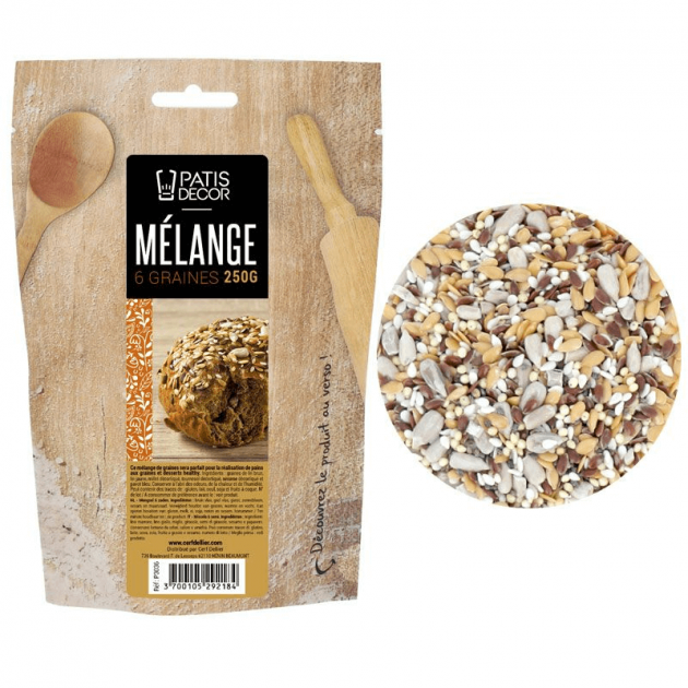 Mélange 6 graines pour pain 250 g Patisdécor