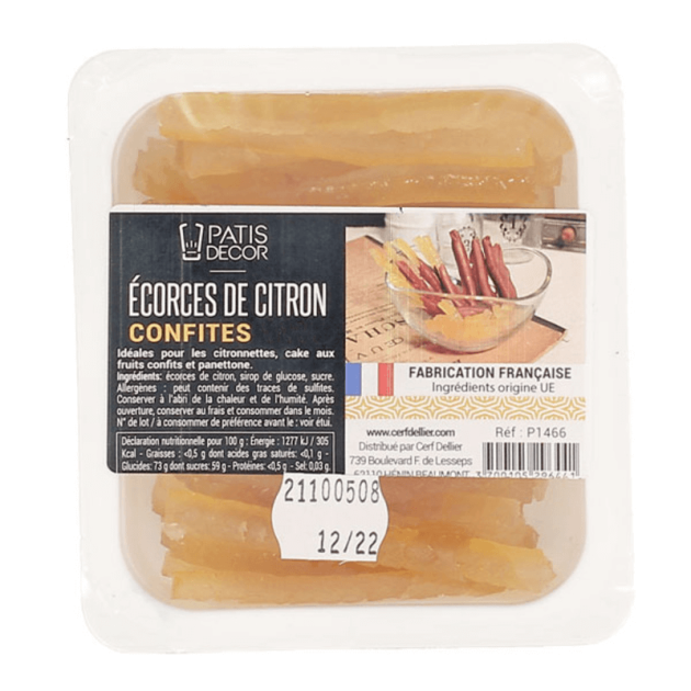 Ecorces Citron Confites en Lamelles 145 g Patisdécor