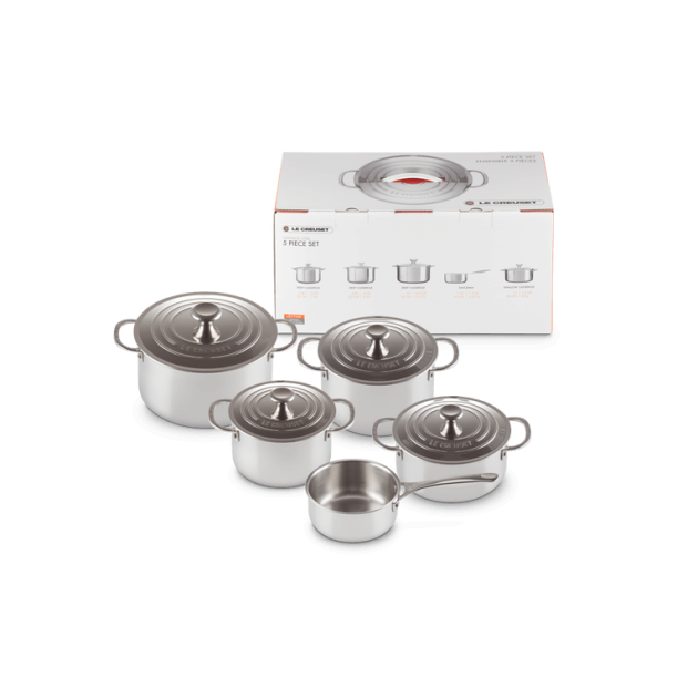 Set 5 Pièces Cocottes Inox Signature Le Creuset