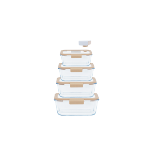 Coffret de 4 Boîtes de Conservation en Verre et Pompe de Mise Sous-Vide Pebbly Coffret de 4 Boîtes de Conservation en Verre et Pompe de Mise Sous-Vide Pebbly