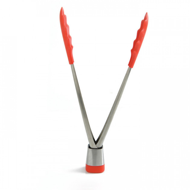 Pince de cuisine 28 cm declinee en rouge : une pression pour rester ouverte ou fermee Pince de cuisine 28 cm declinee en rouge : une pression pour rester ouverte ou fermee