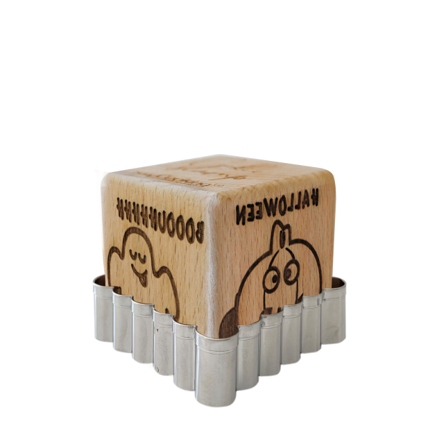 Cube tampon à motifs et emporte-pièce inox  Cube tampon à motifs et emporte-pièce inox