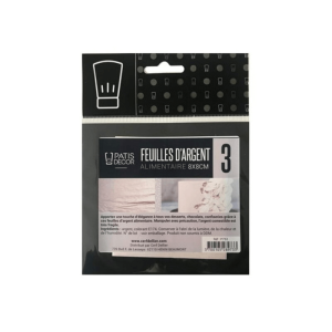 Feuilles d'Argent Alimentaire 8 cm (x3) Patisdécor Feuilles d'Argent Alimentaire 8 cm (x3) Patisdécor