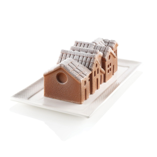 Moule Bûche Village de Noël en silicone Moule Bûche Village de Noël en silicone