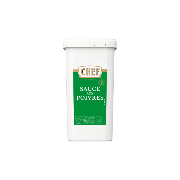 DLUO Courte Sauce aux poivres 9,6 L 1080g Chef DLUO Courte Sauce aux poivres 9,6 L 1080g Chef