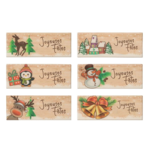 Décors Azyme Rectangle Joyeuses Fêtes 8,5 x 3,3 cm (x24) Décors Azyme Rectangle Joyeuses Fêtes 8,5 x 3,3 cm (x24)