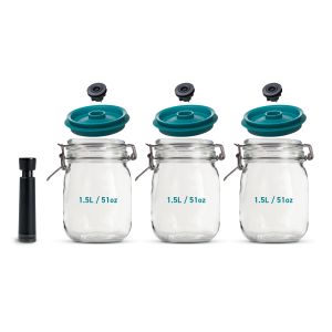 Kit de Mise Sous-Vide 3 Bocaux Kilner 1,5 L avec Couvercles et Pompe Airtender Kit de Mise Sous-Vide 3 Bocaux Kilner 1,5 L avec Couvercles et Pompe Airtender
