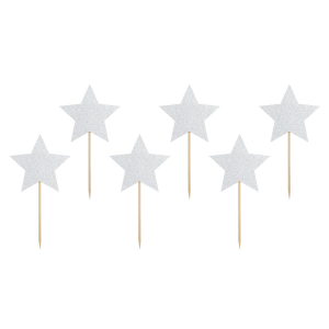 Cake Toppers Étoiles Argent (x6) PartyDeco