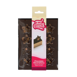 Décors Chocolat Noir Étoiles Or (x12) Funcakes Décors Chocolat Noir Étoiles Or (x12) Funcakes
