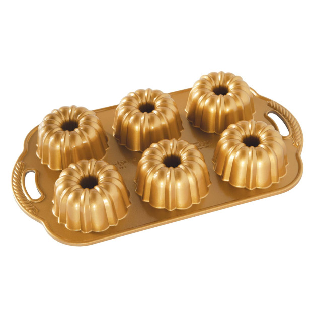 Moule Mini Bundt Anniversaire (x6) Gold Nordic Ware