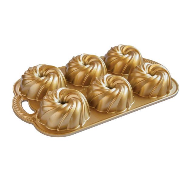 Moule Mini Bundt Tourbillon (x6) Gold Nordic Ware
