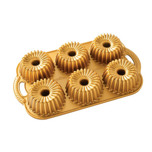 Moule Mini Bundt Brilliance (x6) Gold Nordic Ware Moule Mini Bundt Brilliance (x6) Gold Nordic Ware