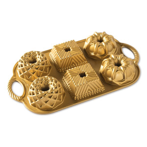 Moule Mini Bundt Geo (x6) Gold Nordic Ware Moule Mini Bundt Geo (x6) Gold Nordic Ware