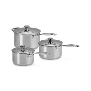 Set 3 Casseroles Inox Signature avec Couvercle Le Creuset Set 3 Casseroles Inox Signature avec Couvercle Le Creuset