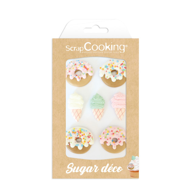 Décors en Sucre Donuts et Glaces (x7) Scrapcooking