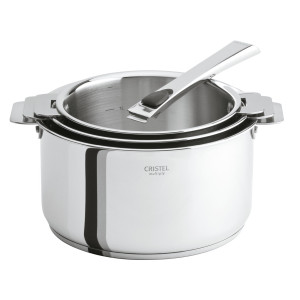 Lot de 3 Casseroles Inox avec 1 Poignée Amovible Casteline Cristel Lot de 3 Casseroles Inox avec 1 Poignée Amovible Casteline Cristel