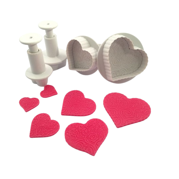 Emporte-Pièce Embosseur Cœur à Piston (x4) Dekoffe