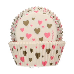Caissettes Cupcakes Cœurs Rose et Or (x48) Funcakes Caissettes Cupcakes Cœurs Rose et Or (x48) Funcakes