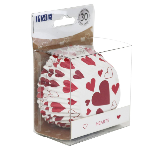 Caissettes Cupcakes Cœurs Blanc et Rouge (x30) PME