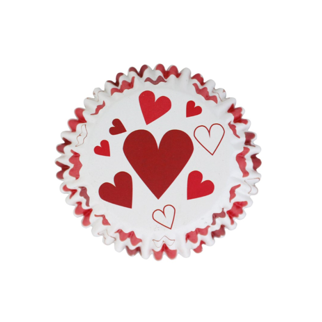 Caissettes Cupcakes Cœurs Blanc et Rouge (x30) PME